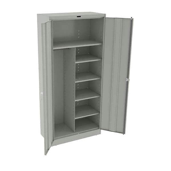 Tennsco - 6 Shelf Combination Storage Cabinet - Steel, 36" Wide x 18" Deep x 78" High, Light Gray - Industrial Tool & Supply