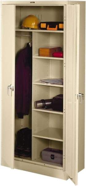 Tennsco - 6 Shelf Combination Storage Cabinet - Steel, 36" Wide x 18" Deep x 78" High, Sand - Industrial Tool & Supply