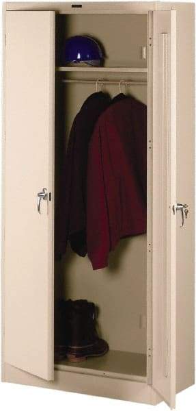 Tennsco - 2 Shelf Wardrobe Storage Cabinet - Steel, 36" Wide x 18" Deep x 78" High, Sand - Industrial Tool & Supply