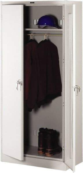 Tennsco - 2 Shelf Wardrobe Storage Cabinet - Steel, 36" Wide x 24" Deep x 78" High, Light Gray - Industrial Tool & Supply