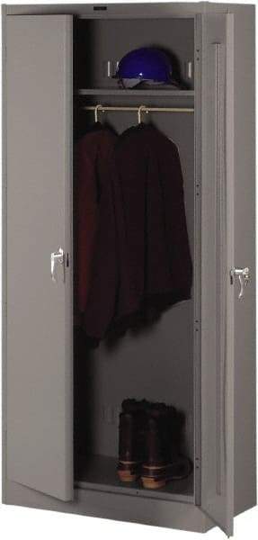 Tennsco - 2 Shelf Wardrobe Storage Cabinet - Steel, 36" Wide x 24" Deep x 78" High, Medium Gray - Industrial Tool & Supply