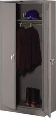Tennsco - 2 Shelf Wardrobe Storage Cabinet - Steel, 36" Wide x 24" Deep x 78" High, Medium Gray - Industrial Tool & Supply