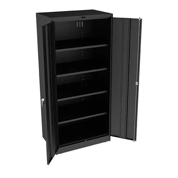Tennsco - 5 Shelf Locking Storage Cabinet - Steel, 36" Wide x 24" Deep x 78" High, Black - Industrial Tool & Supply
