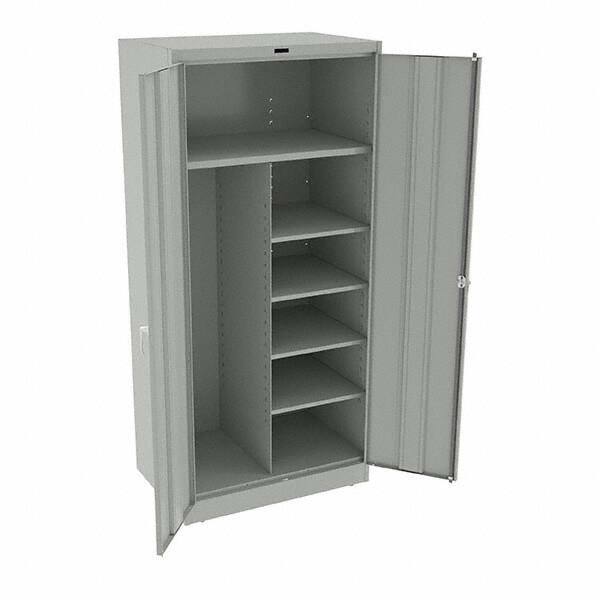 Tennsco - 6 Shelf Combination Storage Cabinet - Steel, 36" Wide x 24" Deep x 78" High, Light Gray - Industrial Tool & Supply