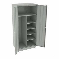 Tennsco - 6 Shelf Combination Storage Cabinet - Steel, 36" Wide x 24" Deep x 78" High, Light Gray - Industrial Tool & Supply