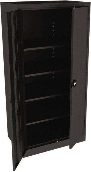 Tennsco - 5 Shelf Locking Storage Cabinet - Steel, 36" Wide x 24" Deep x 72" High, Black - Industrial Tool & Supply