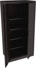 Tennsco - 5 Shelf Locking Storage Cabinet - Steel, 36" Wide x 24" Deep x 72" High, Black - Industrial Tool & Supply