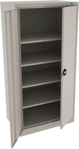 Tennsco - 5 Shelf Locking Storage Cabinet - Steel, 36" Wide x 24" Deep x 72" High, Light Gray - Industrial Tool & Supply