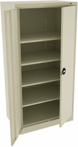 Tennsco - 5 Shelf Locking Storage Cabinet - Steel, 36" Wide x 24" Deep x 72" High, Champagne/Putty - Industrial Tool & Supply