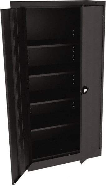 Tennsco - 5 Shelf Locking Storage Cabinet - Steel, 36" Wide x 18" Deep x 72" High, Black - Industrial Tool & Supply