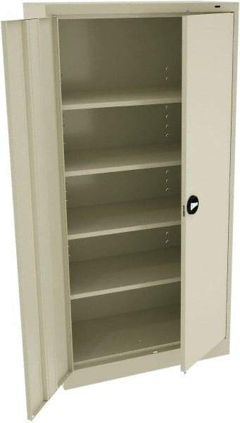 Tennsco - 5 Shelf Locking Storage Cabinet - Steel, 36" Wide x 18" Deep x 72" High, Champagne/Putty - Industrial Tool & Supply