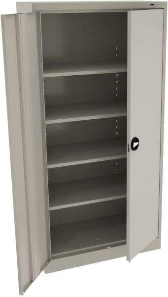 Tennsco - 5 Shelf Locking Storage Cabinet - Steel, 36" Wide x 18" Deep x 72" High, Light Gray - Industrial Tool & Supply