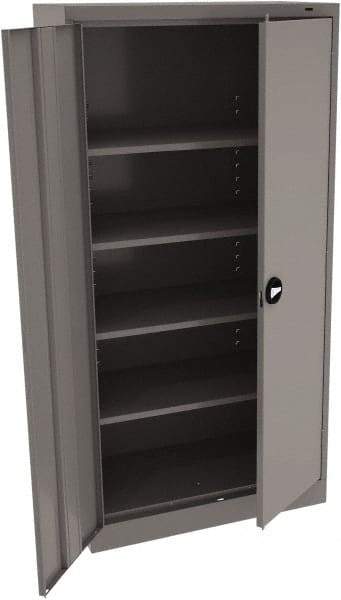 Tennsco - 5 Shelf Locking Storage Cabinet - Steel, 36" Wide x 18" Deep x 72" High, Medium Gray - Industrial Tool & Supply