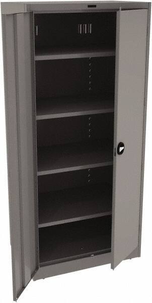 Tennsco - 5 Shelf Locking Storage Cabinet - Steel, 36" Wide x 24" Deep x 78" High, Medium Gray - Industrial Tool & Supply