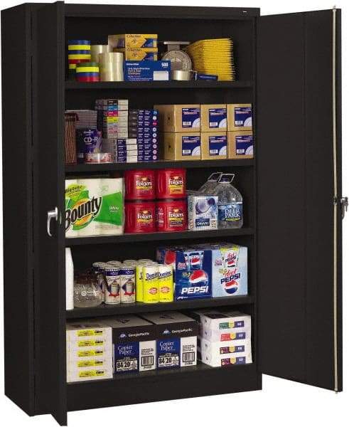 Tennsco - 5 Shelf Locking Storage Cabinet - Steel, 48" Wide x 24" Deep x 78" High, Black - Industrial Tool & Supply