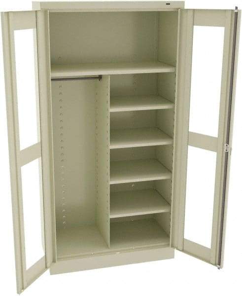 Tennsco - 6 Shelf Combination Storage Cabinet - Steel, 36" Wide x 18" Deep x 72" High, Champagne/Putty - Industrial Tool & Supply