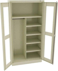 Tennsco - 6 Shelf Combination Storage Cabinet - Steel, 36" Wide x 18" Deep x 72" High, Champagne/Putty - Industrial Tool & Supply