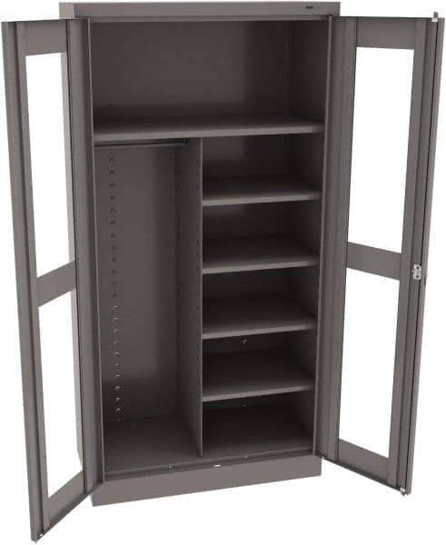 Tennsco - 6 Shelf Combination Storage Cabinet - Steel, 36" Wide x 18" Deep x 72" High, Medium Gray - Industrial Tool & Supply