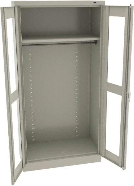 Tennsco - 2 Shelf Wardrobe Storage Cabinet - Steel, 36" Wide x 18" Deep x 72" High, Light Gray - Industrial Tool & Supply