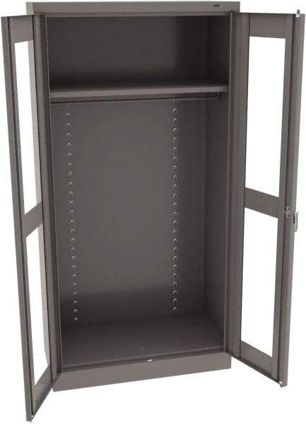 Tennsco - 2 Shelf Wardrobe Storage Cabinet - Steel, 36" Wide x 18" Deep x 72" High, Medium Gray - Industrial Tool & Supply