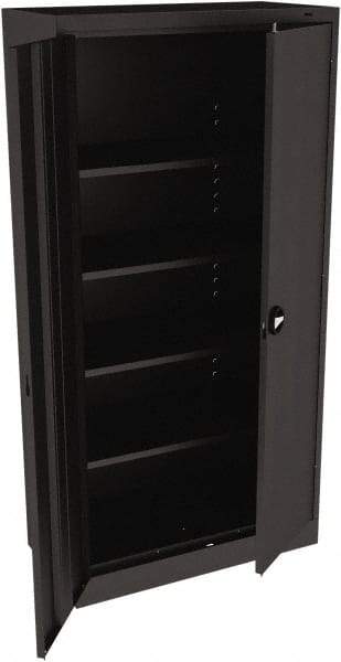 Tennsco - 5 Shelf Locking Storage Cabinet - Steel, 36" Wide x 18" Deep x 78" High, Black - Industrial Tool & Supply