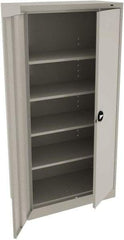Tennsco - 5 Shelf Locking Storage Cabinet - Steel, 36" Wide x 18" Deep x 78" High, Light Gray - Industrial Tool & Supply