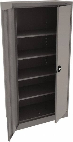 Tennsco - 5 Shelf Locking Storage Cabinet - Steel, 36" Wide x 18" Deep x 78" High, Medium Gray - Industrial Tool & Supply