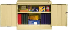 Tennsco - 2 Shelf Locking Storage Cabinet - Steel, 36" Wide x 18" Deep x 30" High, Sand - Industrial Tool & Supply