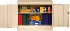 Tennsco - 2 Shelf Locking Storage Cabinet - Steel, 36" Wide x 18" Deep x 30" High, Champagne/Putty - Industrial Tool & Supply