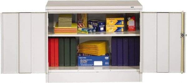 Tennsco - 2 Shelf Locking Storage Cabinet - Steel, 36" Wide x 18" Deep x 30" High, Light Gray - Industrial Tool & Supply