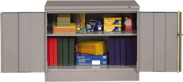 Tennsco - 2 Shelf Locking Storage Cabinet - Steel, 36" Wide x 18" Deep x 30" High, Medium Gray - Industrial Tool & Supply
