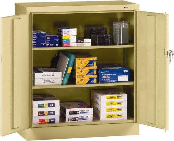 Tennsco - 3 Shelf Locking Storage Cabinet - Steel, 36" Wide x 18" Deep x 42" High, Sand - Industrial Tool & Supply