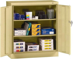 Tennsco - 3 Shelf Locking Storage Cabinet - Steel, 36" Wide x 18" Deep x 42" High, Sand - Industrial Tool & Supply