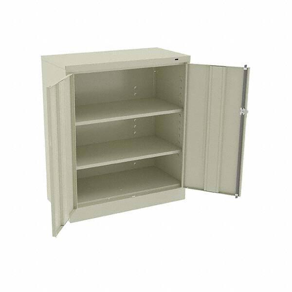 Tennsco - 3 Shelf Locking Storage Cabinet - Steel, 36" Wide x 18" Deep x 42" High, Champagne/Putty - Industrial Tool & Supply