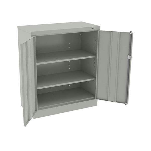 Tennsco - 3 Shelf Locking Storage Cabinet - Steel, 36" Wide x 18" Deep x 42" High, Light Gray - Industrial Tool & Supply