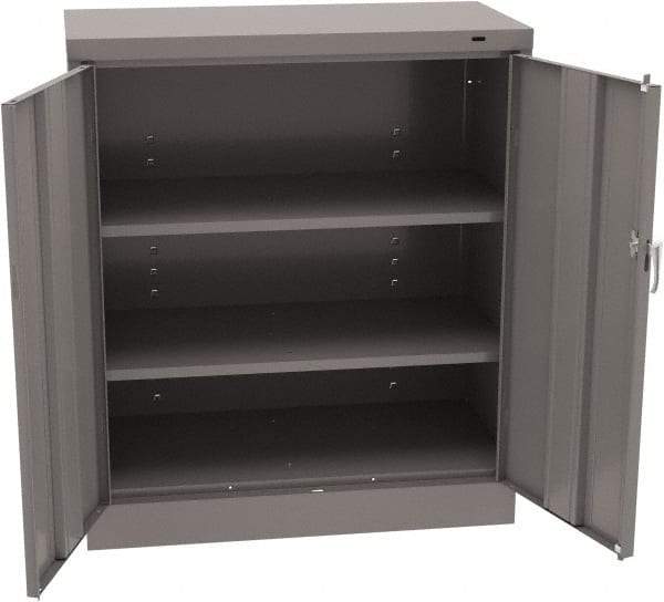 Tennsco - 3 Shelf Locking Storage Cabinet - Steel, 36" Wide x 18" Deep x 42" High, Medium Gray - Industrial Tool & Supply