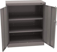 Tennsco - 3 Shelf Locking Storage Cabinet - Steel, 36" Wide x 18" Deep x 42" High, Medium Gray - Industrial Tool & Supply