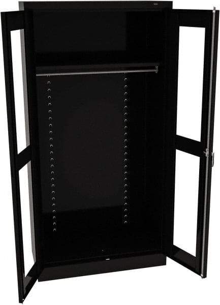 Tennsco - 2 Shelf Wardrobe Storage Cabinet - Steel, 36" Wide x 18" Deep x 72" High, Black - Industrial Tool & Supply