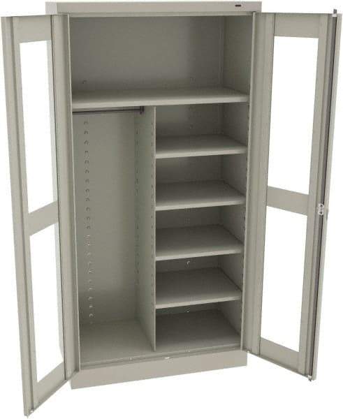 Tennsco - 6 Shelf Combination Storage Cabinet - Steel, 36" Wide x 18" Deep x 72" High, Light Gray - Industrial Tool & Supply