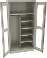 Tennsco - 6 Shelf Combination Storage Cabinet - Steel, 36" Wide x 18" Deep x 72" High, Light Gray - Industrial Tool & Supply