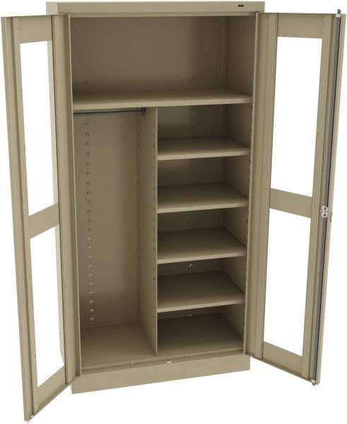 Tennsco - 6 Shelf Combination Storage Cabinet - Steel, 36" Wide x 18" Deep x 72" High, Sand - Industrial Tool & Supply