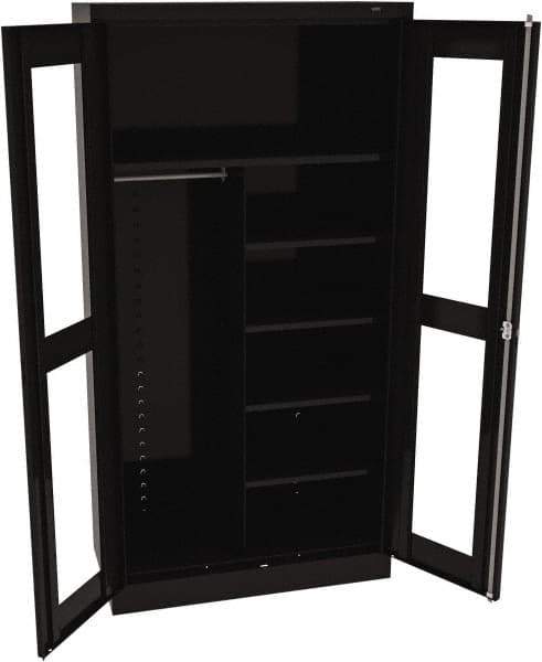Tennsco - 6 Shelf Combination Storage Cabinet - Steel, 36" Wide x 18" Deep x 72" High, Black - Industrial Tool & Supply