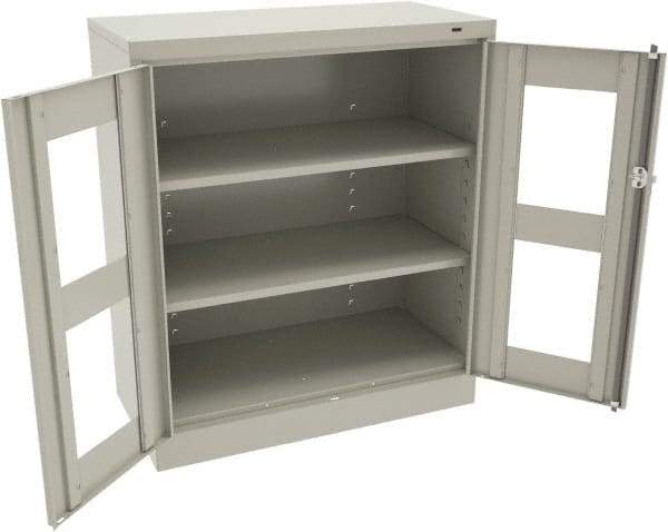Tennsco - 3 Shelf Visible Storage Cabinet - Steel, 36" Wide x 18" Deep x 42" High, Light Gray - Industrial Tool & Supply