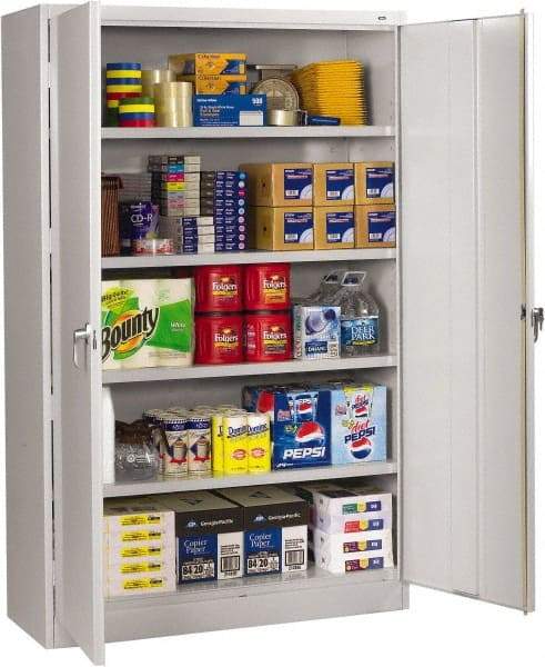 Tennsco - 5 Shelf Locking Storage Cabinet - Steel, 48" Wide x 24" Deep x 78" High, Light Gray - Industrial Tool & Supply