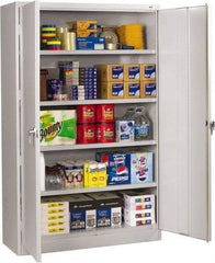 Tennsco - 5 Shelf Locking Storage Cabinet - Steel, 48" Wide x 18" Deep x 78" High, Light Gray - Industrial Tool & Supply
