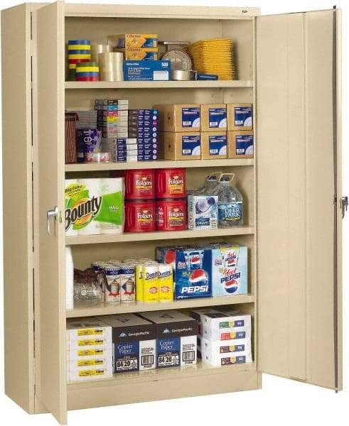 Tennsco - 5 Shelf Locking Storage Cabinet - Steel, 48" Wide x 18" Deep x 78" High, Sand - Industrial Tool & Supply