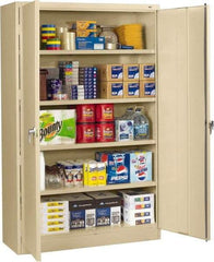 Tennsco - 5 Shelf Locking Storage Cabinet - Steel, 48" Wide x 18" Deep x 78" High, Sand - Industrial Tool & Supply