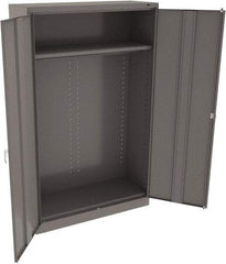 Tennsco - 1 Shelf Wardrobe Storage Cabinet - Steel, 48" Wide x 18" Deep x 78" High, Medium Gray - Industrial Tool & Supply