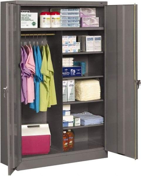 Tennsco - 6 Shelf Locking Storage Cabinet - Steel, 48" Wide x 24" Deep x 78" High, Medium Gray - Industrial Tool & Supply