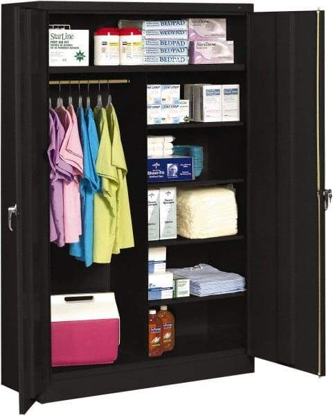Tennsco - 6 Shelf Locking Storage Cabinet - Steel, 48" Wide x 24" Deep x 78" High, Black - Industrial Tool & Supply